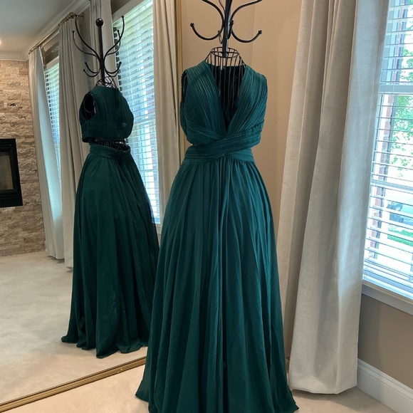 Lulus Vivid Imagination Emerald Green Cutout Maxi Dress - Size S - Picture 2 of 2